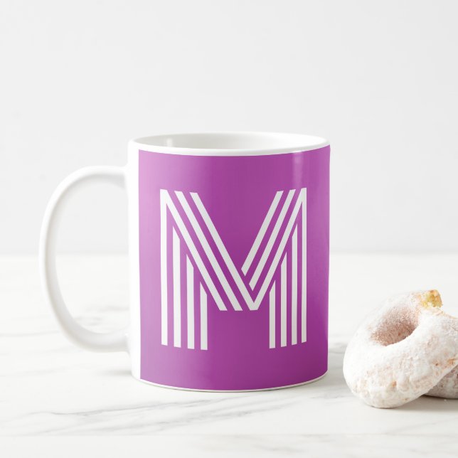 Modern Editable Custom Monogram Initial  Coffee Mug (With Donut)