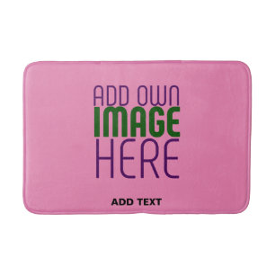 MODERN EDITABLE CUTE HOT PINK IMAGE TEXT TEMPLATE BATH MAT