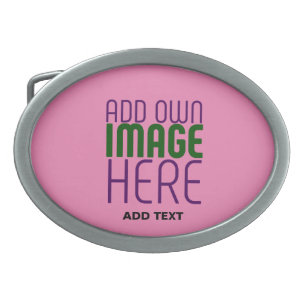 MODERN EDITABLE CUTE HOT PINK IMAGE TEXT TEMPLATE BELT BUCKLE