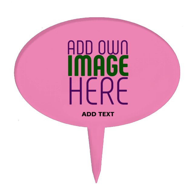 MODERN EDITABLE CUTE HOT PINK IMAGE TEXT TEMPLATE CAKE TOPPER (Front)