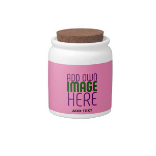 MODERN EDITABLE CUTE HOT PINK IMAGE TEXT TEMPLATE CANDY JAR
