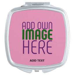 MODERN EDITABLE CUTE HOT PINK IMAGE TEXT TEMPLATE COMPACT MIRROR