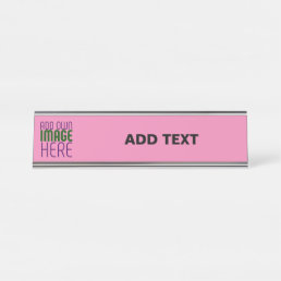 MODERN EDITABLE CUTE HOT PINK IMAGE TEXT TEMPLATE DESK NAME PLATE
