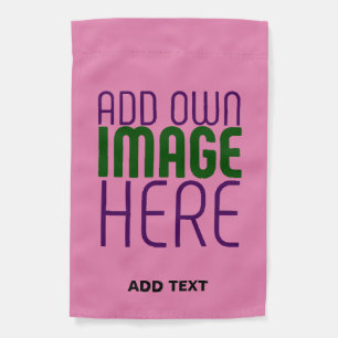 MODERN EDITABLE CUTE HOT PINK IMAGE TEXT TEMPLATE GARDEN FLAG