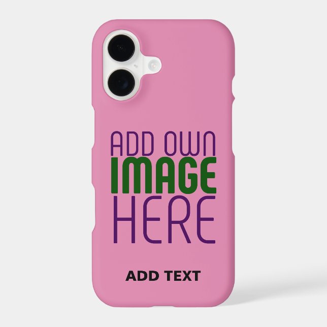 MODERN EDITABLE CUTE HOT PINK IMAGE TEXT TEMPLATE iPhone CASE (Back)