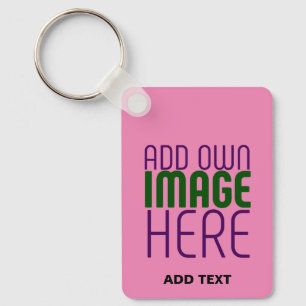MODERN EDITABLE CUTE HOT PINK IMAGE TEXT TEMPLATE KEYCHAIN