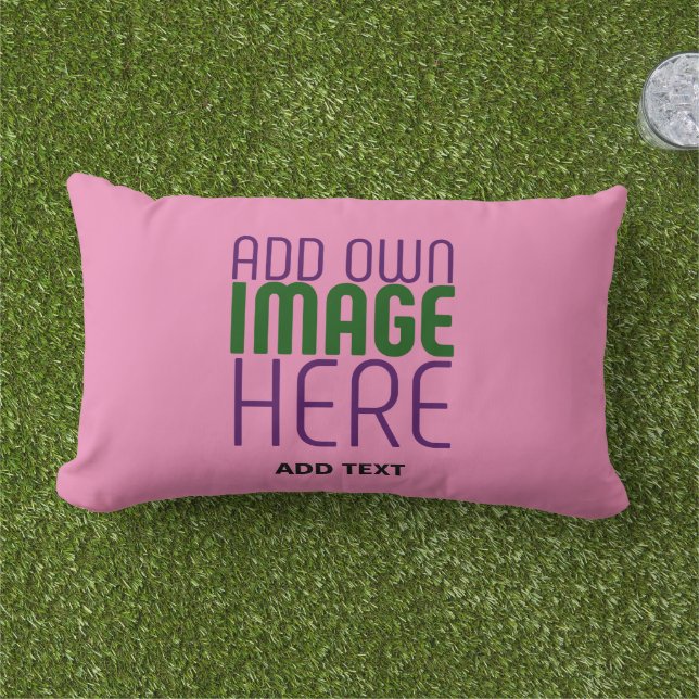 MODERN EDITABLE CUTE HOT PINK IMAGE TEXT TEMPLATE LUMBAR PILLOW (Grass)