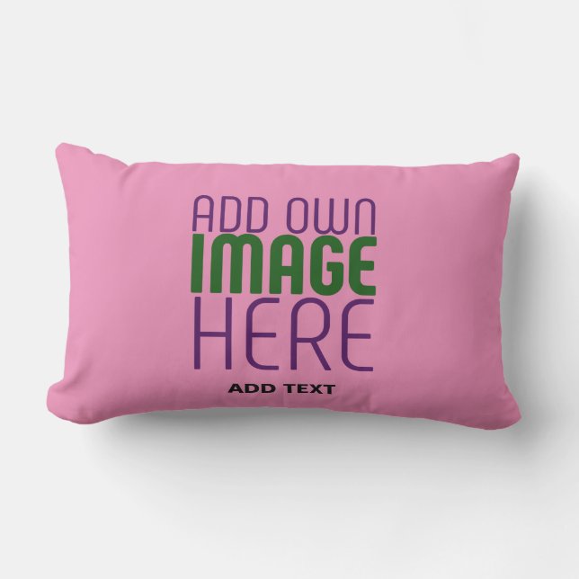 MODERN EDITABLE CUTE HOT PINK IMAGE TEXT TEMPLATE LUMBAR PILLOW (Front)