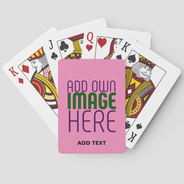 MODERN EDITABLE CUTE HOT PINK IMAGE TEXT TEMPLATE POKER CARDS (Back)