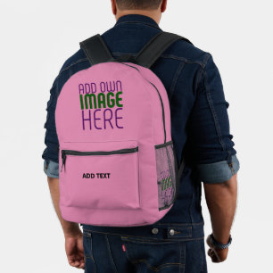 MODERN EDITABLE CUTE HOT PINK IMAGE TEXT TEMPLATE PRINTED BACKPACK