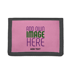 MODERN EDITABLE CUTE HOT PINK IMAGE TEXT TEMPLATE TRIFOLD WALLET