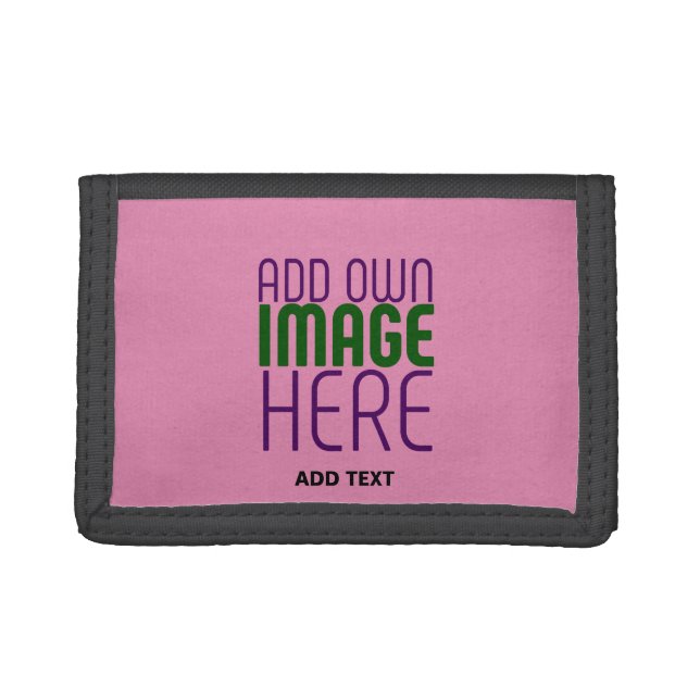 MODERN EDITABLE CUTE HOT PINK IMAGE TEXT TEMPLATE TRIFOLD WALLET (Front)