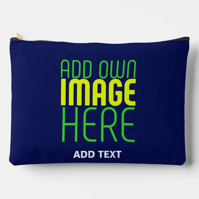 MODERN EDITABLE CUTE NAVY BLUE IMAGE TEXT TEMPLATE ACCESSORY POUCH (Front)