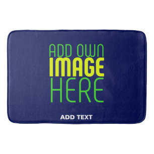 MODERN EDITABLE CUTE NAVY BLUE IMAGE TEXT TEMPLATE BATH MAT