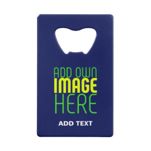 MODERN EDITABLE CUTE NAVY BLUE IMAGE TEXT TEMPLATE CREDIT CARD BOTTLE OPENER
