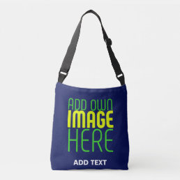 MODERN EDITABLE CUTE NAVY BLUE IMAGE TEXT TEMPLATE CROSSBODY BAG