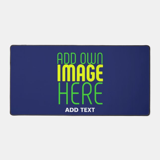 MODERN EDITABLE CUTE NAVY BLUE IMAGE TEXT TEMPLATE DESK MAT (Front)