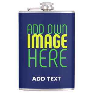 MODERN EDITABLE CUTE NAVY BLUE IMAGE TEXT TEMPLATE FLASK