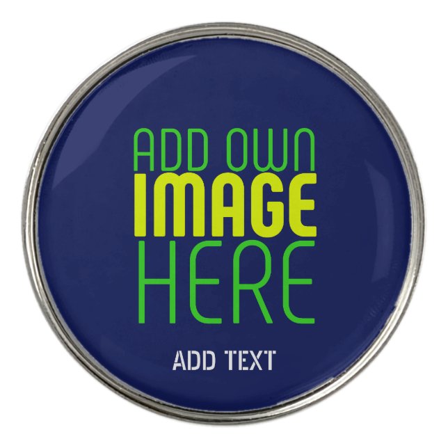 MODERN EDITABLE CUTE NAVY BLUE IMAGE TEXT TEMPLATE GOLF BALL MARKER (Front)