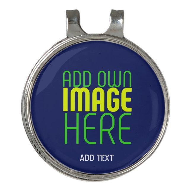 MODERN EDITABLE CUTE NAVY BLUE IMAGE TEXT TEMPLATE GOLF HAT CLIP (Front)