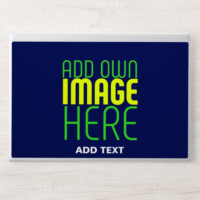 MODERN EDITABLE CUTE NAVY BLUE IMAGE TEXT TEMPLATE HP LAPTOP SKIN (Front)