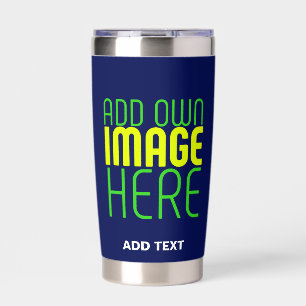 MODERN EDITABLE CUTE NAVY BLUE IMAGE TEXT TEMPLATE INSULATED TUMBLER