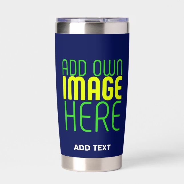 MODERN EDITABLE CUTE NAVY BLUE IMAGE TEXT TEMPLATE INSULATED TUMBLER (Front)