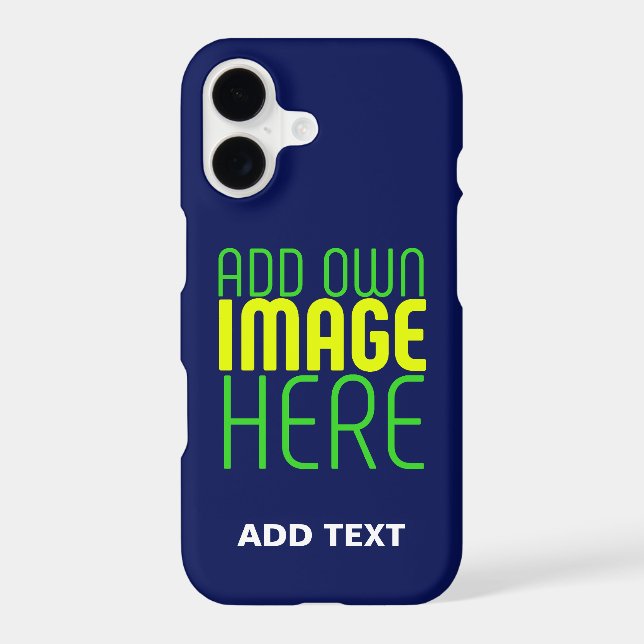 MODERN EDITABLE CUTE NAVY BLUE IMAGE TEXT TEMPLATE iPhone CASE (Back)