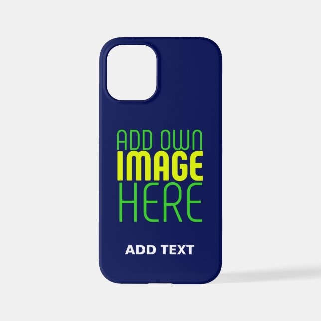 MODERN EDITABLE CUTE NAVY BLUE IMAGE TEXT TEMPLATE iPhone CASE (Back)