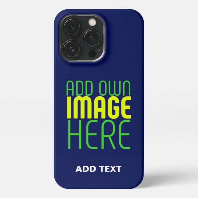 MODERN EDITABLE CUTE NAVY BLUE IMAGE TEXT TEMPLATE iPhone CASE (Back)