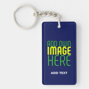 MODERN EDITABLE CUTE NAVY BLUE IMAGE TEXT TEMPLATE KEYCHAIN