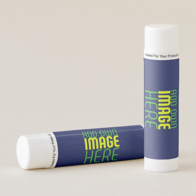MODERN EDITABLE CUTE NAVY BLUE IMAGE TEXT TEMPLATE LIP BALM (Front)