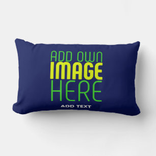 MODERN EDITABLE CUTE NAVY BLUE IMAGE TEXT TEMPLATE LUMBAR PILLOW