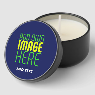MODERN EDITABLE CUTE NAVY BLUE IMAGE TEXT TEMPLATE MINI CANDLE FAVORS
