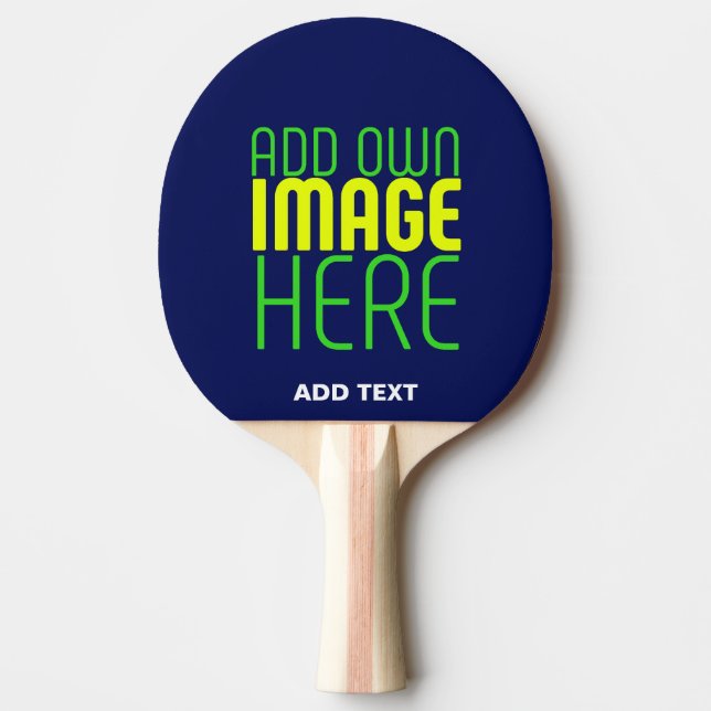 MODERN EDITABLE CUTE NAVY BLUE IMAGE TEXT TEMPLATE PING PONG PADDLE (Front)