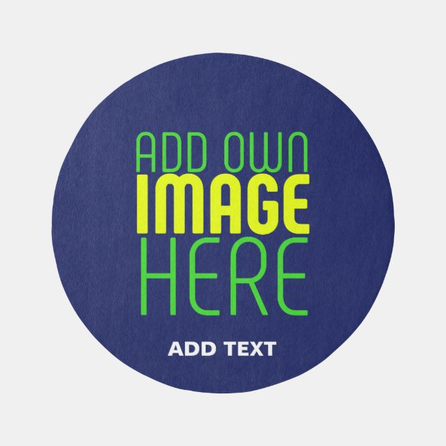 MODERN EDITABLE CUTE NAVY BLUE IMAGE TEXT TEMPLATE RUG (Front)