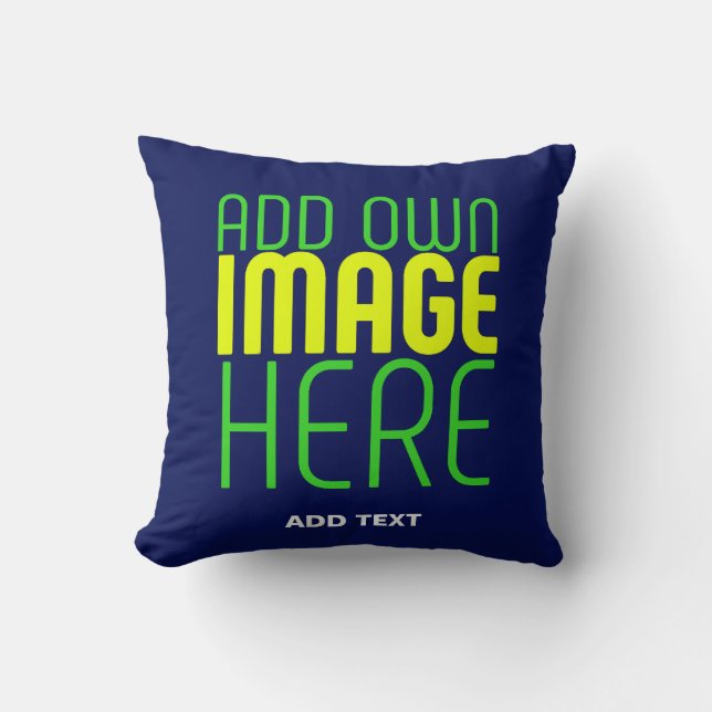 MODERN EDITABLE CUTE NAVY BLUE IMAGE TEXT TEMPLATE THROW PILLOW (Front)