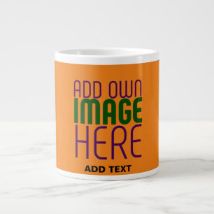 MODERN EDITABLE DARK ORANGE IMAGE TEXT TEMPLATE GIANT COFFEE MUG