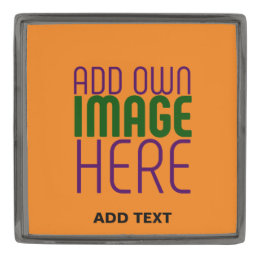 MODERN EDITABLE DARK ORANGE IMAGE TEXT TEMPLATE GUNMETAL FINISH LAPEL PIN