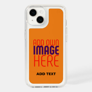MODERN EDITABLE DARK ORANGE IMAGE TEXT TEMPLATE SPECK iPhone 14 CASE