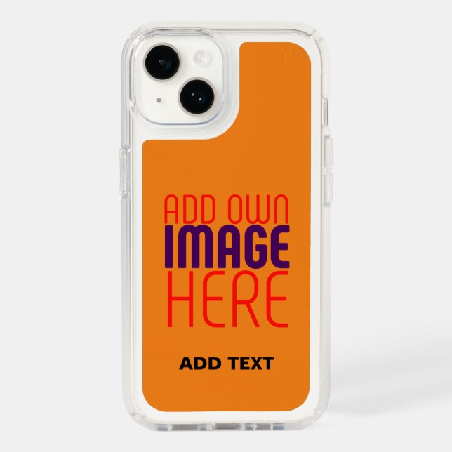 MODERN EDITABLE DARK ORANGE IMAGE TEXT TEMPLATE SPECK iPhone CASE (Front)
