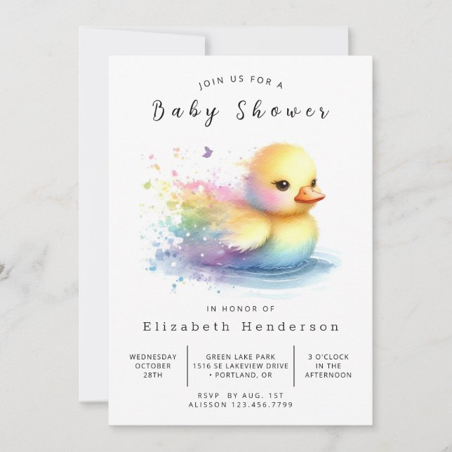 Modern Editable Duck Baby Shower Invitation (Front)