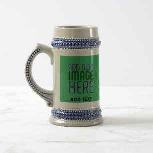 MODERN EDITABLE EMERALD GREEN IMAGE TEXT TEMPLATE BEER STEIN
