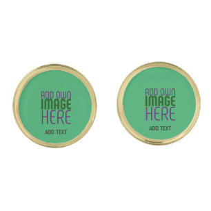 MODERN EDITABLE EMERALD GREEN IMAGE TEXT TEMPLATE CUFFLINKS