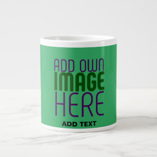 MODERN EDITABLE EMERALD GREEN IMAGE TEXT TEMPLATE GIANT COFFEE MUG