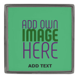 MODERN EDITABLE EMERALD GREEN IMAGE TEXT TEMPLATE GUNMETAL FINISH LAPEL PIN