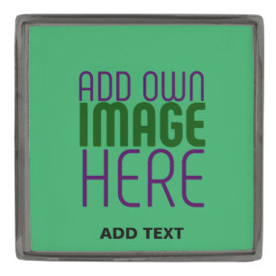 MODERN EDITABLE EMERALD GREEN IMAGE TEXT TEMPLATE GUNMETAL FINISH LAPEL PIN
