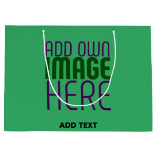 MODERN EDITABLE EMERALD GREEN IMAGE TEXT TEMPLATE LARGE GIFT BAG