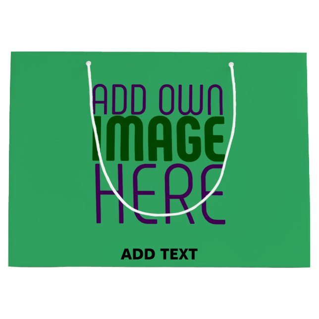 MODERN EDITABLE EMERALD GREEN IMAGE TEXT TEMPLATE LARGE GIFT BAG (Front)
