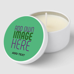 MODERN EDITABLE EMERALD GREEN IMAGE TEXT TEMPLATE MINI CANDLE FAVORS